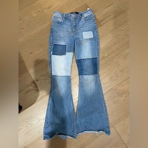 NEW HOLLISTER patchwork flare jeans